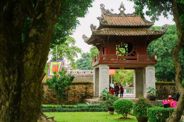 Temple of Literature in Hanoi city, Vietnam. Van Mieu