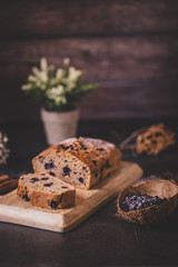 Vegan cake with blueberries and cinnamon