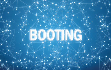 Booting on digital interface and blue network background