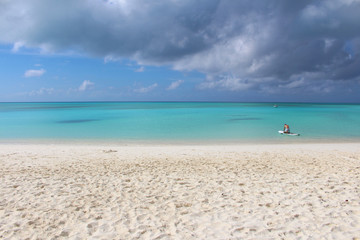 Fototapeta na wymiar Beach and blue sea, Long Island, Bahamas