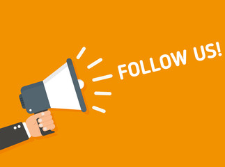 Follow us banner for social networks. Flat