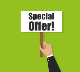 Hand holding signboard - Special offer