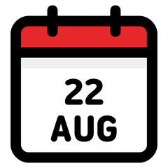 22. August - Calendar Icon - Vector Illustration