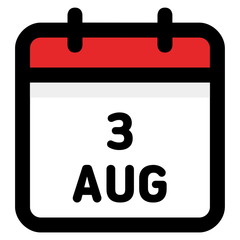 3. August - Calendar Icon - Vector Illustration