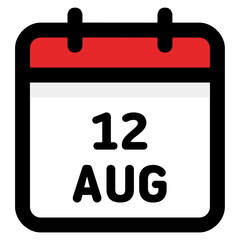 12. August - Calendar Icon - Vector Illustration