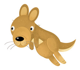cartoon scene with happy and funny kangaroo on white background - illustration for children