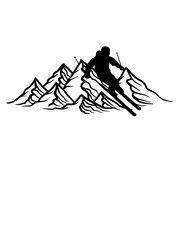 logo berge ski fahren runter berg winter sport spaß bergab urlaub ferien skiurlaub clipart silhouette design cool kalt langlauf schnee piste