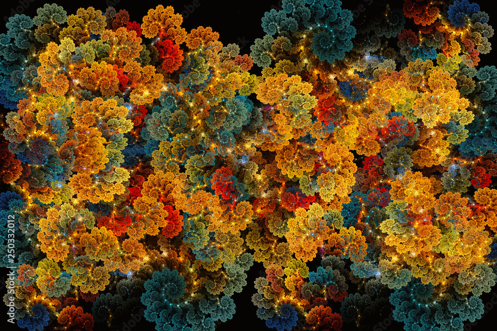Poster abstract artistic multicolored computer generated fractal patterns as a unique background