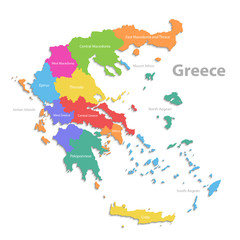 Greece map, new political detailed map, separate individual regions, with state names, isolated on white background 3D vector