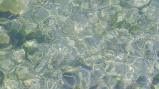 Clear shallow water rippling texture with rocks