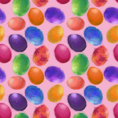 Easter Eggs Seamless Pattern. Happy Colorful Design for Print, Background, Scrapbook Paper, Gift Wrap, and textile.