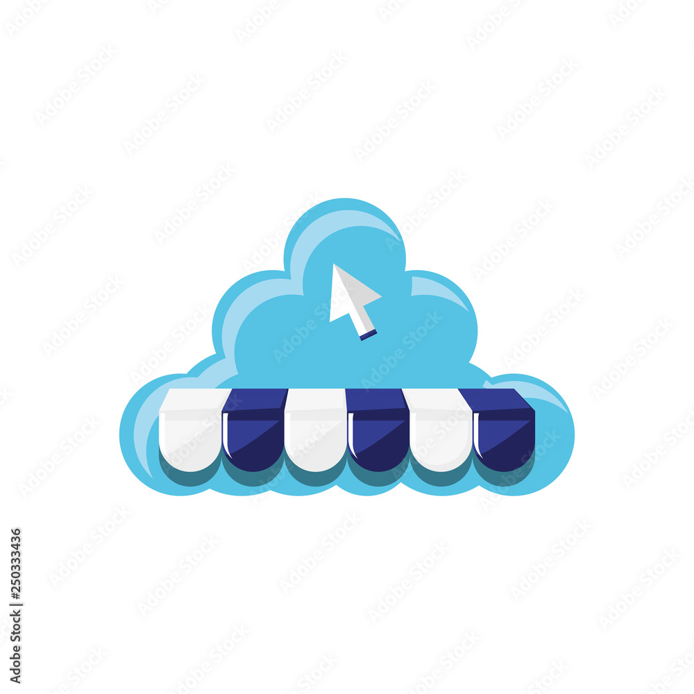 Poster cloud computing with parasol and pointer arrow