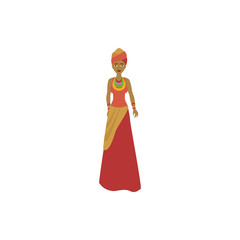 woman in african national dress color illustration