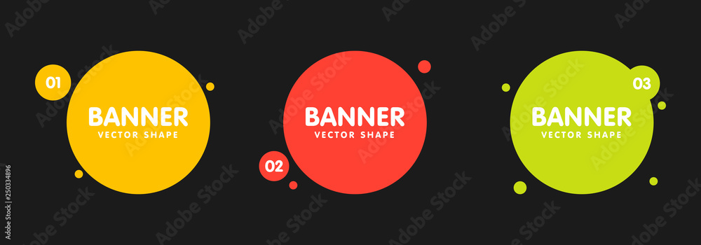 Poster set of round colorful vector shapes. abstract vector banners. design elements
