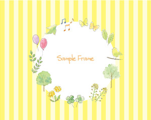 手描き水彩イラスト　春のフレーム　