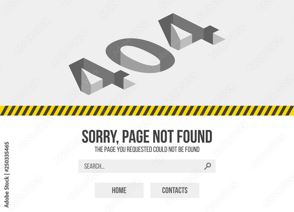 Poster Error 404 page not found. Website 404 web failure. Oops trouble internet warning design.