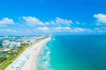Aerial view of Miami Beach, South Beach, Florida, USA. 