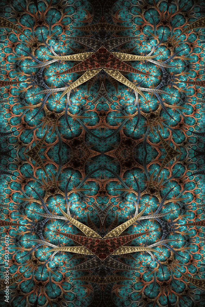 Poster unique computer generated abstract colorful fractal patterns artwork background