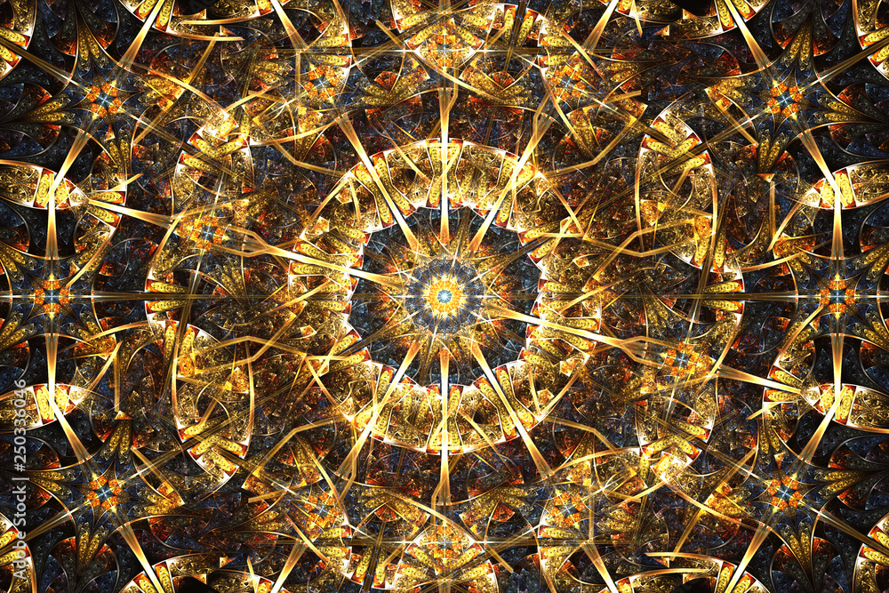Poster artistic computer generated unique circular fractal patterns background