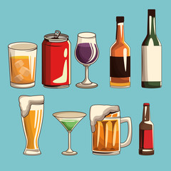 alcoholic drinks isolated