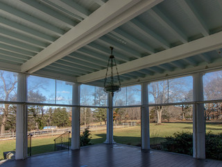 gazebo with beautiful view on a sunny day in winter