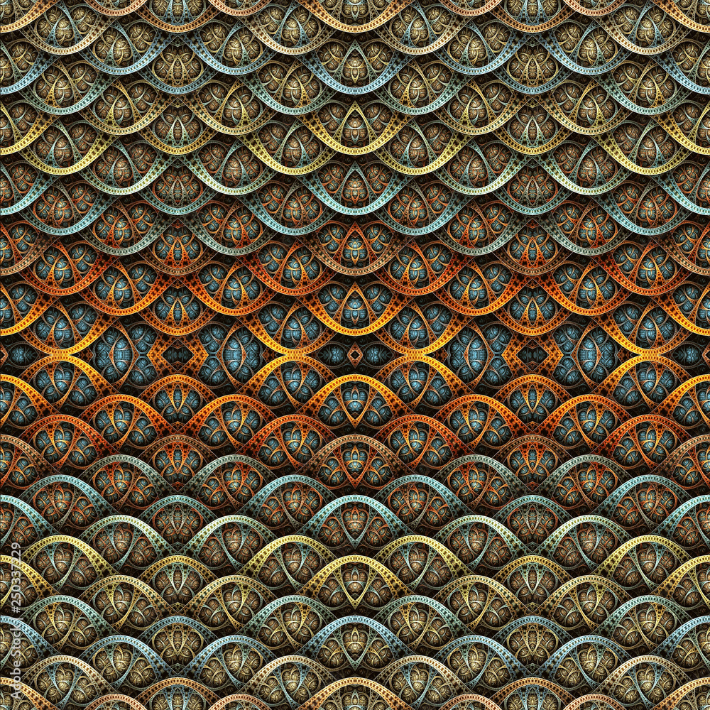 Poster abstract artistic computer generated multicolored unique fractal pattern artwork.
