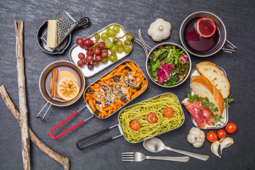 パスタ料理　Pasta cooking outdoors