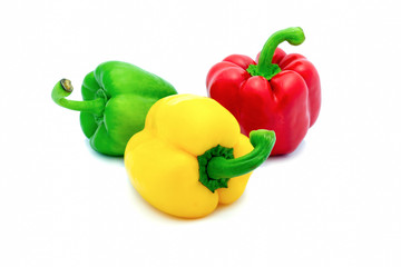 Fresh colorful paprika isolated on white background