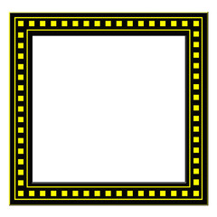 Black photography frame with yellow squares isolated