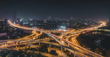 Fototapeta na wymiar Night View of Nanjing Urban Interchange