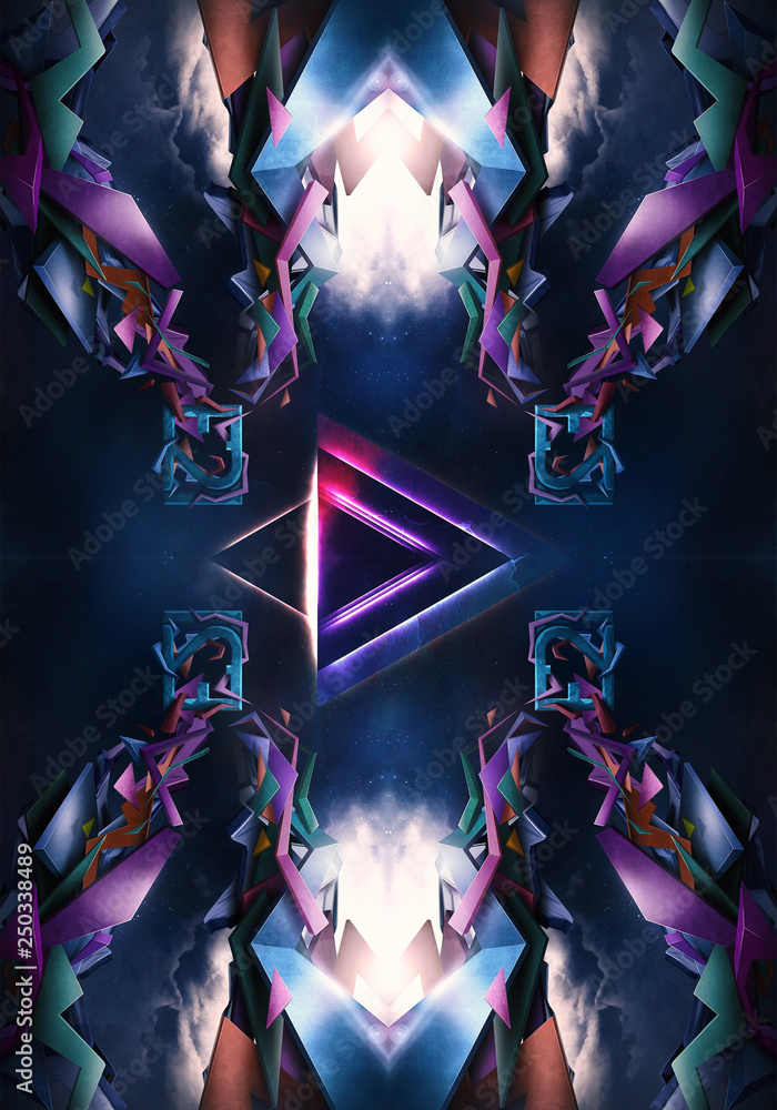 Aufkleber computer generated artistic energetic fractal patterns artwork background