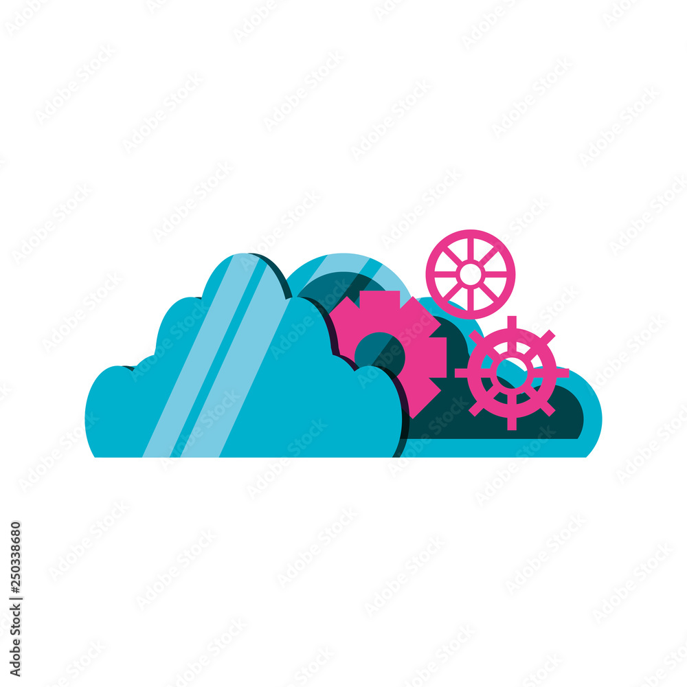 Poster cloud computing with gears icon