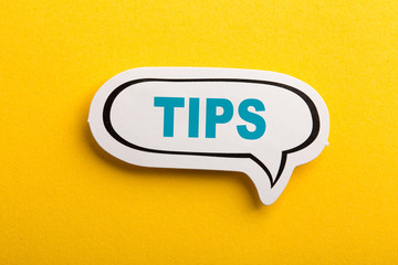 Tips Speech Bubble Isolated On Yellow Background