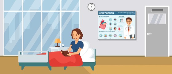 Cardiology Hospital Ward Flat Vector Illustration