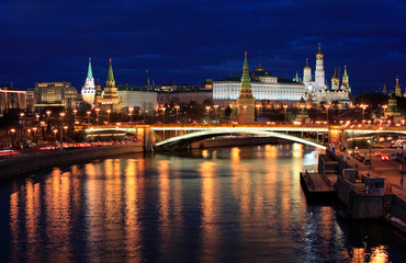 Beautiful view of the night Kremlin in Moscow, Russia