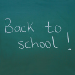 Chalkboard with inscription back to school. Advertisement back to school chalkboard background.