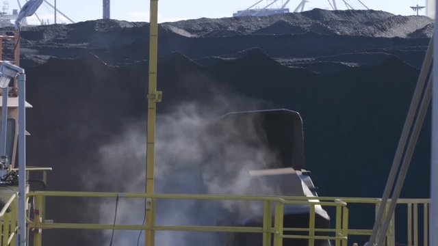 Coal stacker reclaimer bucket dumper spinning