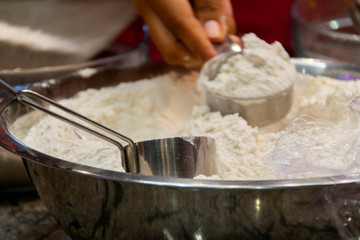 Italian food preparation called Calzone, wheat flour, kneading, Italian tradition.