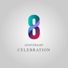 8 Year Anniversary Celebration Vector Template Design Illustration