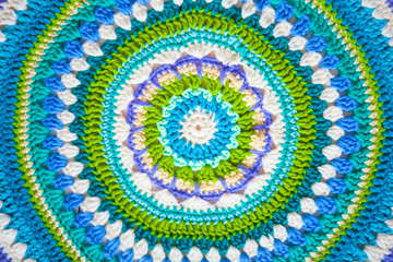 Mandala crochet with bright color yarn