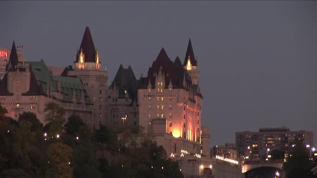 View of Parliament Hill at night in Ottawa Canada