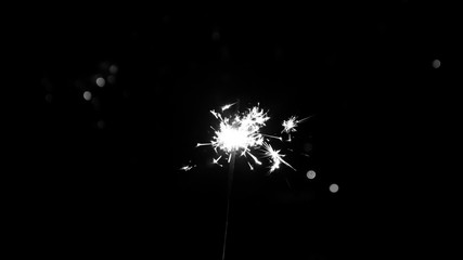 Bengal light. Realistic Sparkler Lights Isolated, black background. Festive bright fireworks. Element of decorations for celebrations and holidays. 