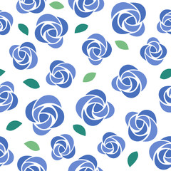 Seamless pattern of roses blue