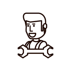 construction worker with wrench tool