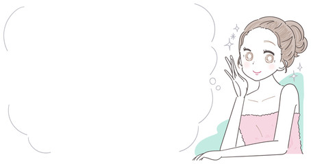 若い女性 ガーリー ふきだし