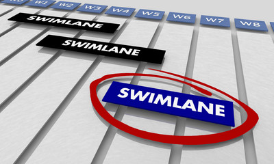 Swimlanes Tasks Jobs Roles Timeline Gantt Chart 3d Illustration