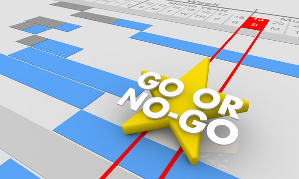 Go or No Go Decision Point Gantt Chart 3d Illustration