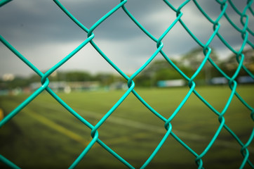 Chain Link Fence at Sports Field, Coated in Light Blue - Singapore