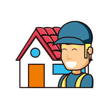 construction worker with exterior house