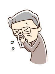 鼻をかむ　男性　シニア